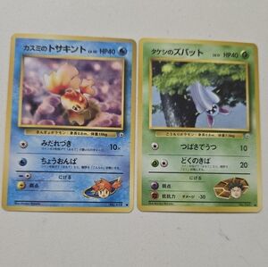 Japanese Pokemon Misty's Goldeen No.118 & Brock's Zubat No.041 Cards